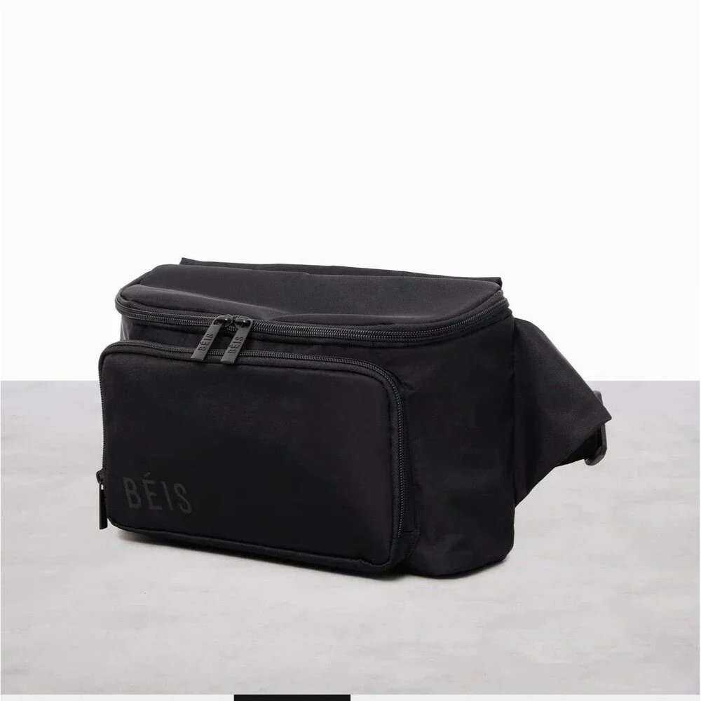 BEIS The Diaper Fanny Pack Black Nylon Crossbody Waist Bag with Wipes Pocket